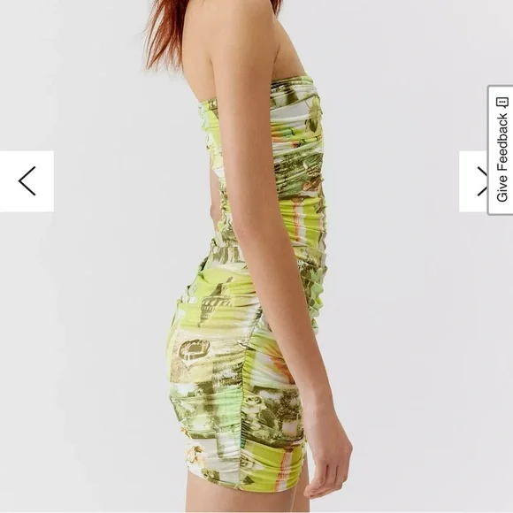Green mixed print Strapless Mini Dress urban outfitters - Picture 6 of 13